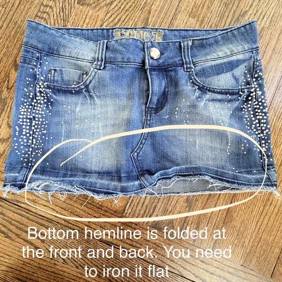 Truce Denim distressed rhinestone mini skirt - Picture 8 of 8